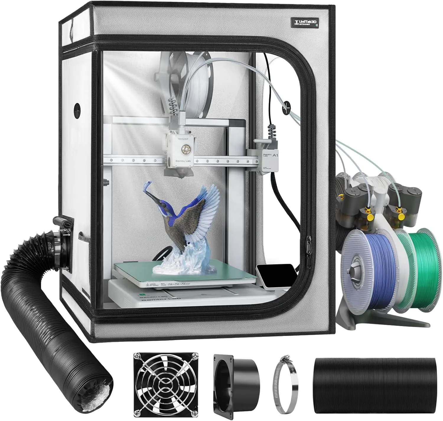 3D Printer Enclosure with Ventilation Kit for Bambu Lab A1/A1 Mini, Fireproof, Dustproof, LED Light, 520x600x700mm
3D Printer Enclosure with Ventilation Kit for Bambu Lab A1/A1 Mini, Fireproof, Dustproof, LED Light, 520x600x700mm