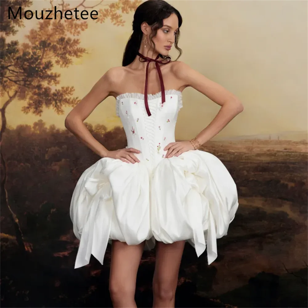 Mouzhetee A-Line Elegant Strapless Mini Wedding Dresses Sleeveless Pleat Corset Simple Brides Gown Custom Made 2025
Mouzhetee A-Line Elegant Strapless Mini Wedding Dresses Sleeveless Pleat Corset Simple Brides Gown Custom Made 2025