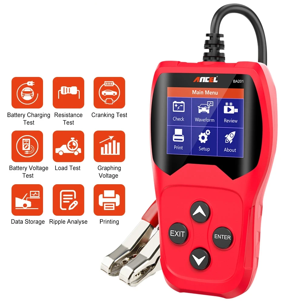 BA201 12V Car Battery Analyzer 220Ah 2000CCA Quick Cranking Charging Auto Diagnostic Tool Voltage Loading Tester
BA201 12V Car Battery Analyzer 220Ah 2000CCA Quick Cranking Charging Auto Diagnostic Tool Voltage Loading Tester