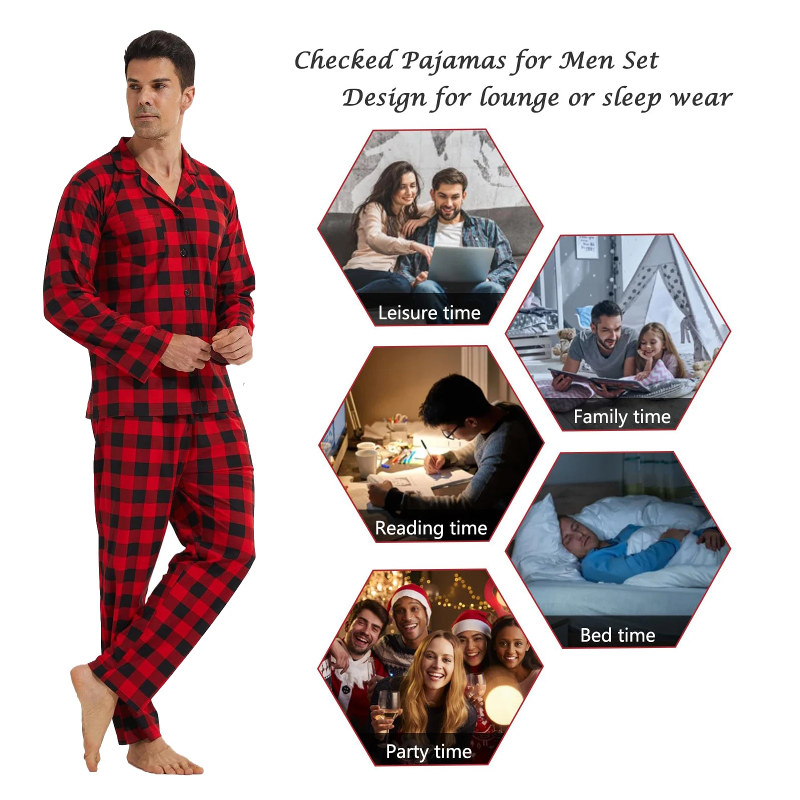 Mens Pajamas Set Plaid Long Sleeve Button Down Top Pajama Pants with Pocket Soft Comfy Pjs M-XL
Mens Pajamas Set Plaid Long Sleeve Button Down Top Pajama Pants with Pocket Soft Comfy Pjs M-XL