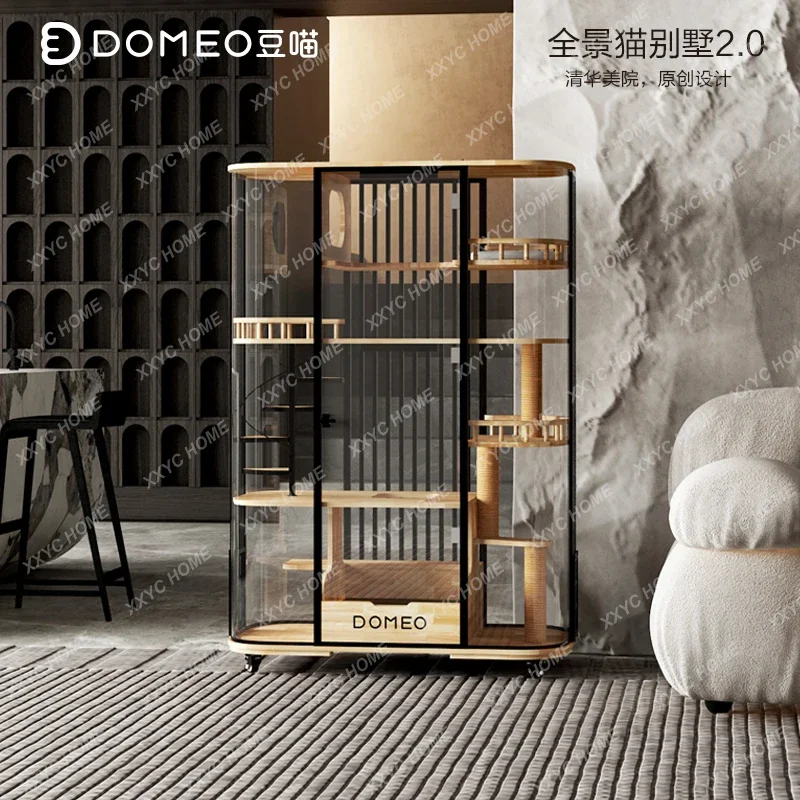 Curved panoramic cat villa 360-degree glass house fully transparent, solid wood cabinet cat house cabinet
Curved panoramic cat villa 360-degree glass house fully transparent, solid wood cabinet cat house cabinet