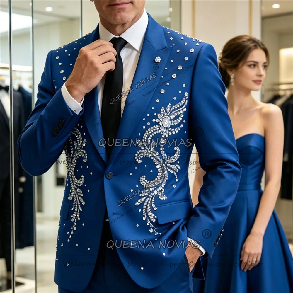Elegant Rhinestone Beaded Suit For Man Single Breasted Prom Blazer Customized Groom Wedding Tuxedo Slim Fit Terno Masculinos 2pc
Elegant Rhinestone Beaded Suit For Man Single Breasted Prom Blazer Customized Groom Wedding Tuxedo Slim Fit Terno Masculinos 2pc