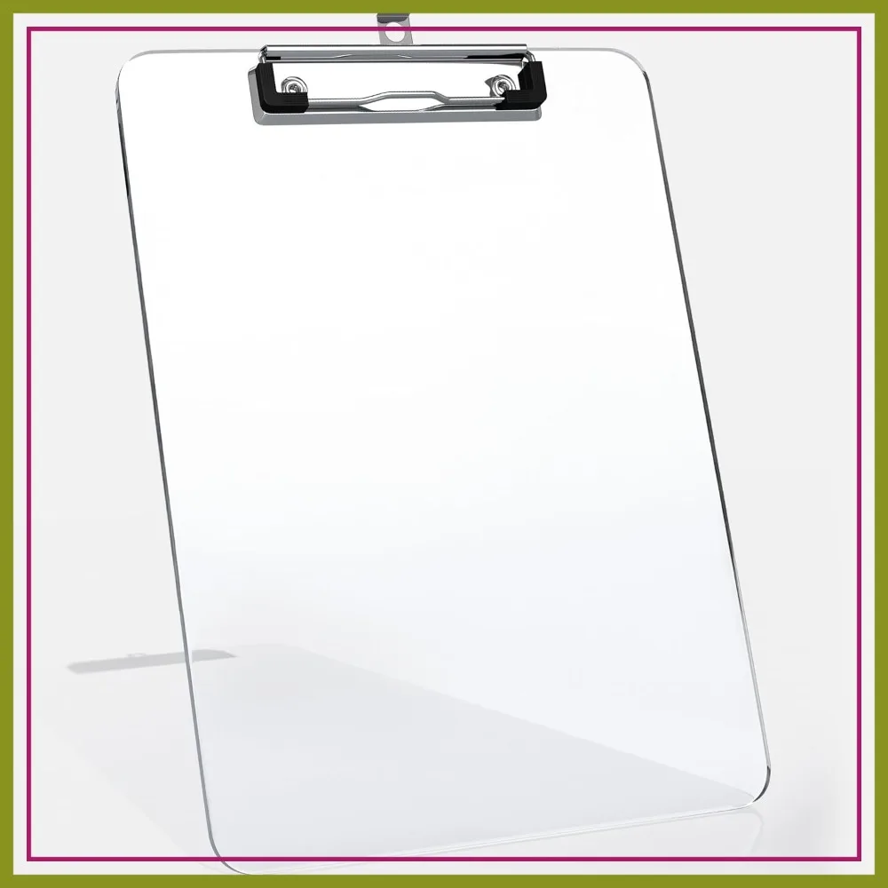 Clear Acrylic Clipboard 12.5x9 Inches, Low Profile Metal Clip Holds 100 Sheets for Office Classroom
Clear Acrylic Clipboard 12.5x9 Inches, Low Profile Metal Clip Holds 100 Sheets for Office Classroom