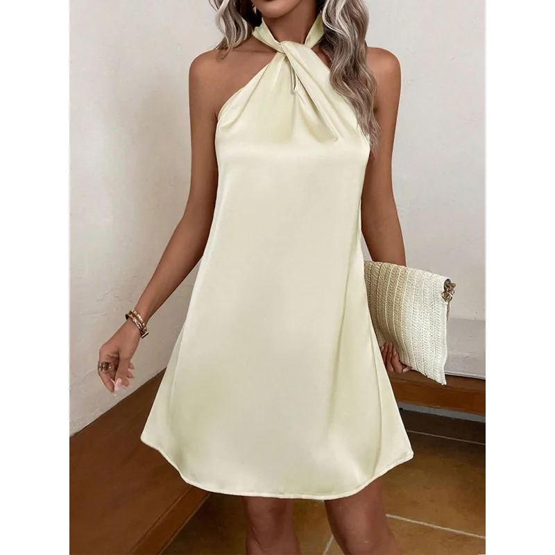 2025International StationTKWomen's Halter Neck Dress Spring Summer New Sleeveless High Waist Solid Color Design Short Dress
2025International StationTKWomen's Halter Neck Dress Spring Summer New Sleeveless High Waist Solid Color Design Short Dress