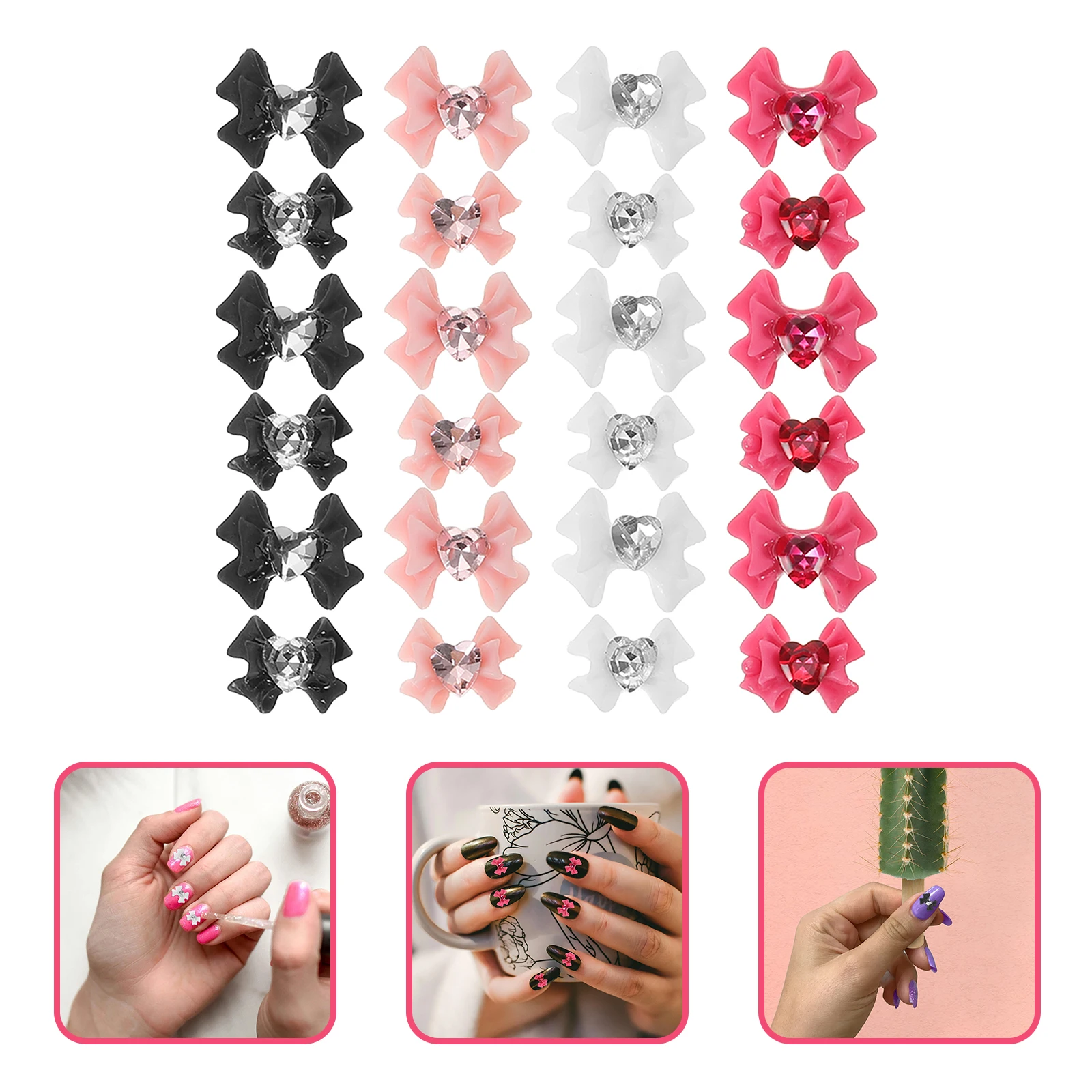 40 Pcs Bow Nail Accessories Rhinestones Charms Bowknot Decoration Resin Diy Manicure Decorations Pink White Black Deep Pink
40 Pcs Bow Nail Accessories Rhinestones Charms Bowknot Decoration Resin Diy Manicure Decorations Pink White Black Deep Pink