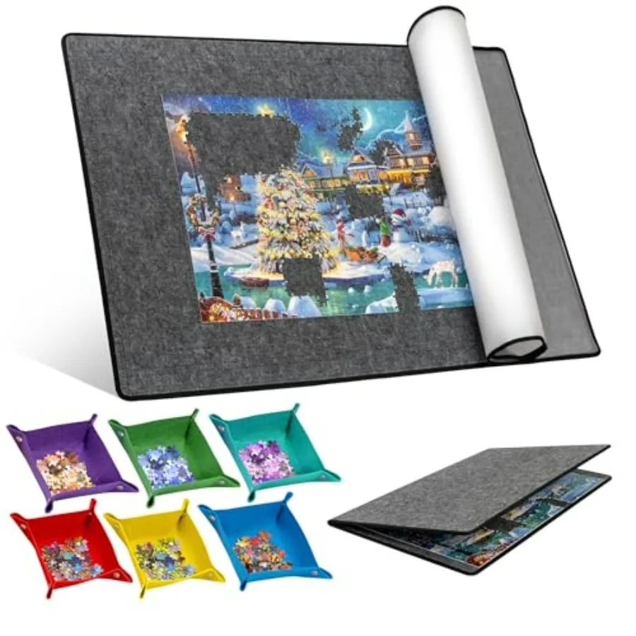 2000-pc Foldable Puzzle Board with 6 Colorful Trays TPU Cover, Portable Lightweight Puzzle Table, Felt Mat with Auxiliary Lines
2000-pc Foldable Puzzle Board with 6 Colorful Trays TPU Cover, Portable Lightweight Puzzle Table, Felt Mat with Auxiliary Lines