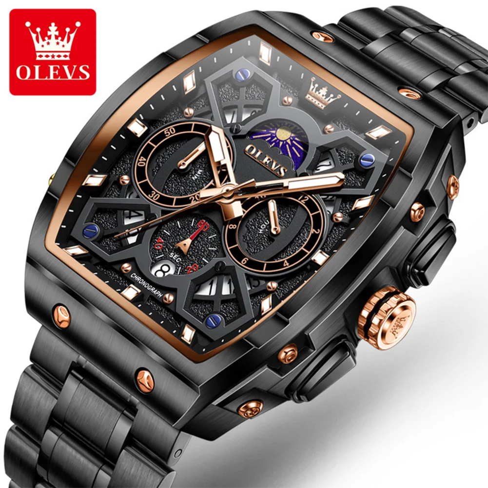 OLEVS New Mens Watch Original Quartz Watch Hollow Chronograph Watches Stainless Steel Waterproof Luminous Moon Phase Watches Men
OLEVS New Mens Watch Original Quartz Watch Hollow Chronograph Watches Stainless Steel Waterproof Luminous Moon Phase Watches Men