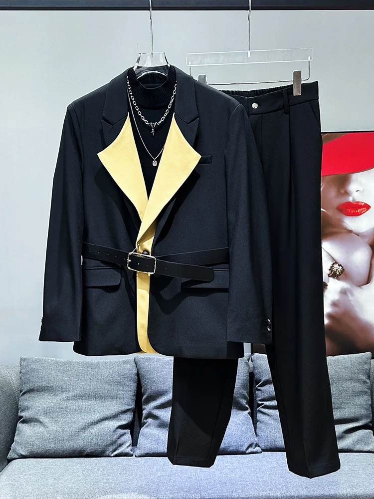 Модный мужской костюм в стиле пэчворк с цветовыми блоками, молодежный, трендовый, с декоративным дизайном, подходит для повседневных случаев, осенняя одежда
Модный мужской костюм в стиле пэчворк с цветовыми блоками, молодежный, трендовый, с декоративным дизайном, подходит для повседневных случаев, осенняя одежда