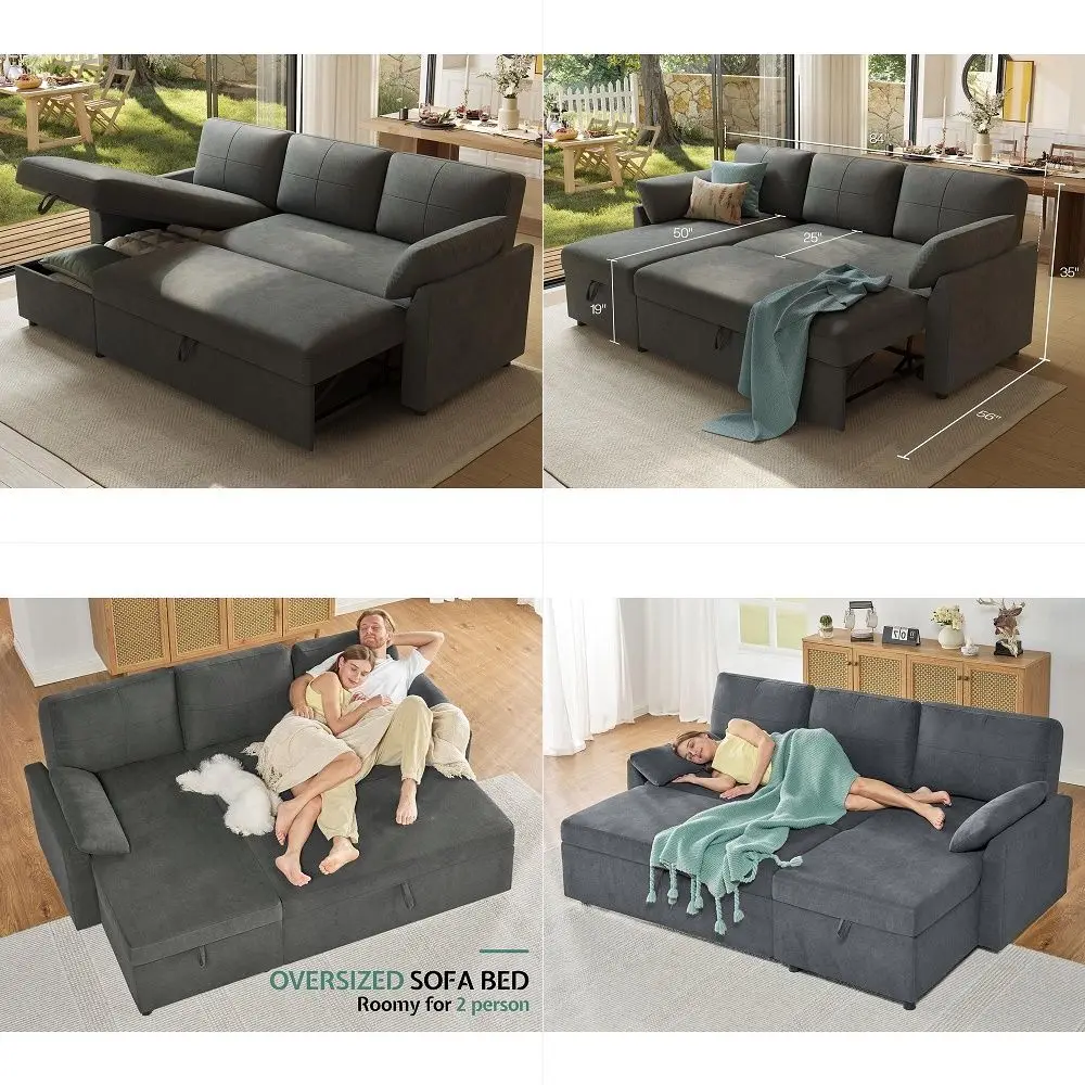 Sleeper Sofa, 2in1 Sofa Bed with Storage Chaise, Pull Out Sofa Couch for Living Room, Guest Room, Linen Grey
Sleeper Sofa, 2in1 Sofa Bed with Storage Chaise, Pull Out Sofa Couch for Living Room, Guest Room, Linen Grey