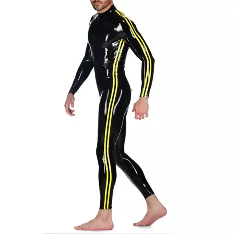 Latex Bodysuit with Stripes Men's Rubber Bodysuit Back Zipper
Latex Bodysuit with Stripes Men's Rubber Bodysuit Back Zipper