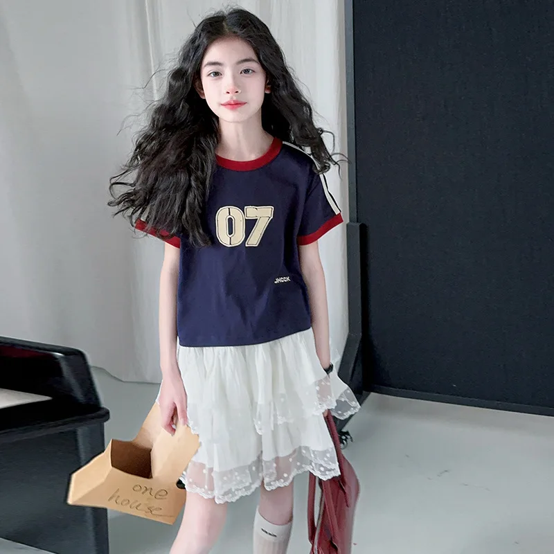 2025 new summer Girls Children 1 piece striped t-Shirt top or Pleated layered lace mesh USA Skirt Kid Clothes teens 8 10 12 year
2025 new summer Girls Children 1 piece striped t-Shirt top or Pleated layered lace mesh USA Skirt Kid Clothes teens 8 10 12 year