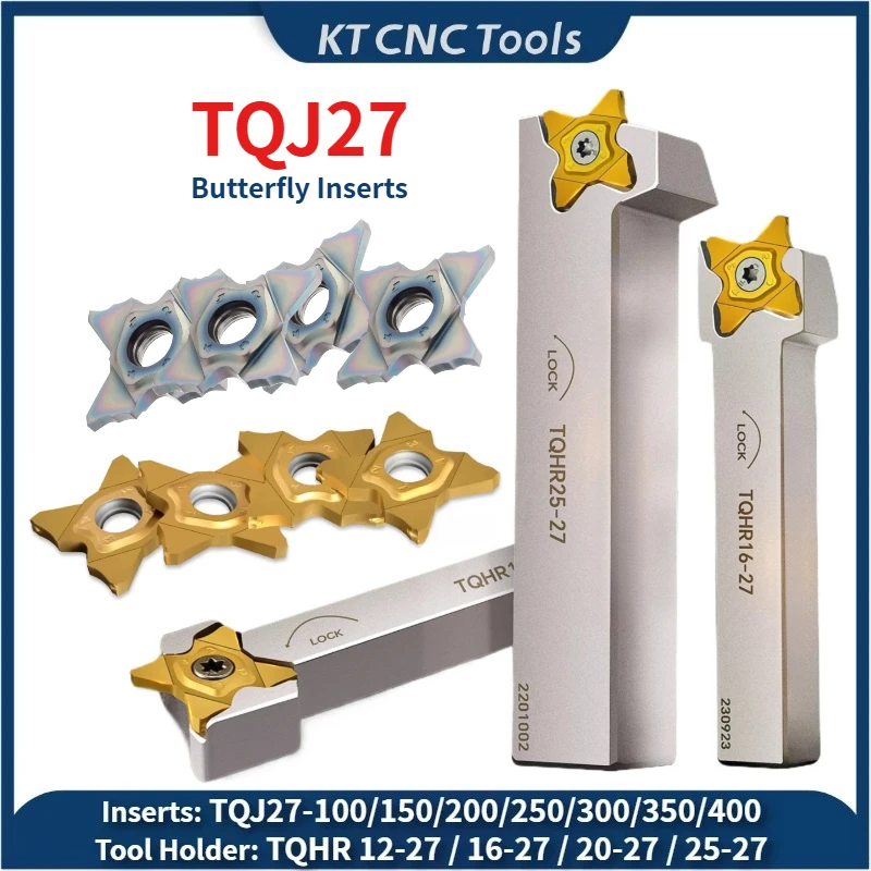 TQJ27 butterfly inserts 100 150 200 250 300 350 400 TQHR 12-27 16-24 20-24 25-24 Tool holder Grooving Cutter CNC Lathe Machining
TQJ27 butterfly inserts 100 150 200 250 300 350 400 TQHR 12-27 16-24 20-24 25-24 Tool holder Grooving Cutter CNC Lathe Machining
