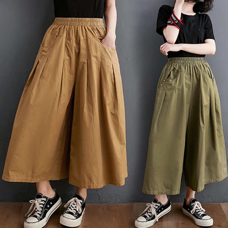 Casual Wide Leg Pants High Waist Pleated Loose Fit plus Size Women's Clothing Nine Points Hip And Thigh Thiened Color
Casual Wide Leg Pants High Waist Pleated Loose Fit plus Size Women's Clothing Nine Points Hip And Thigh Thiened Color