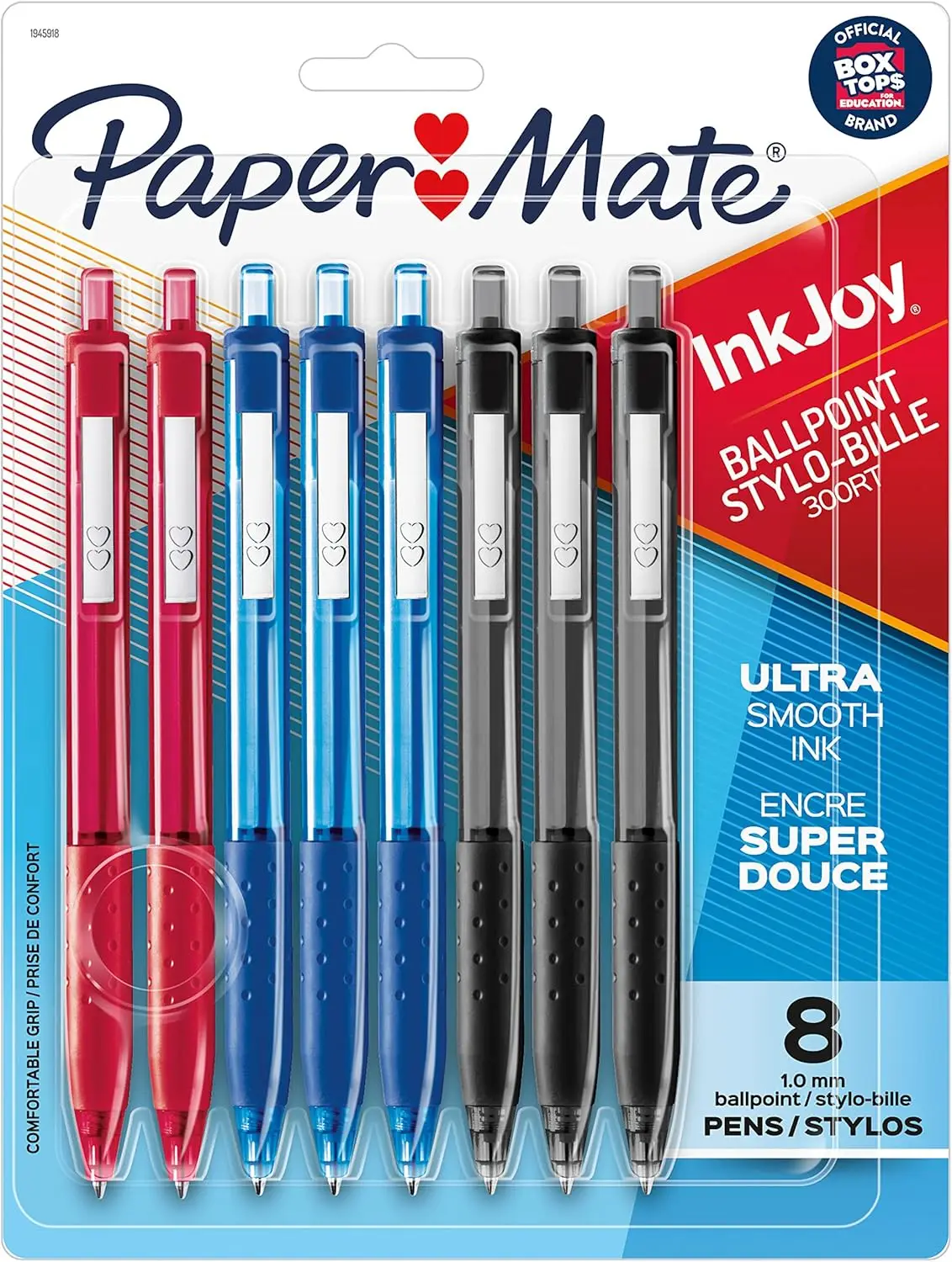Retractable Ballpoint Pens, Medium Point 1.0mm, Black/Red/Blue Ink, 8 Pack
Retractable Ballpoint Pens, Medium Point 1.0mm, Black/Red/Blue Ink, 8 Pack