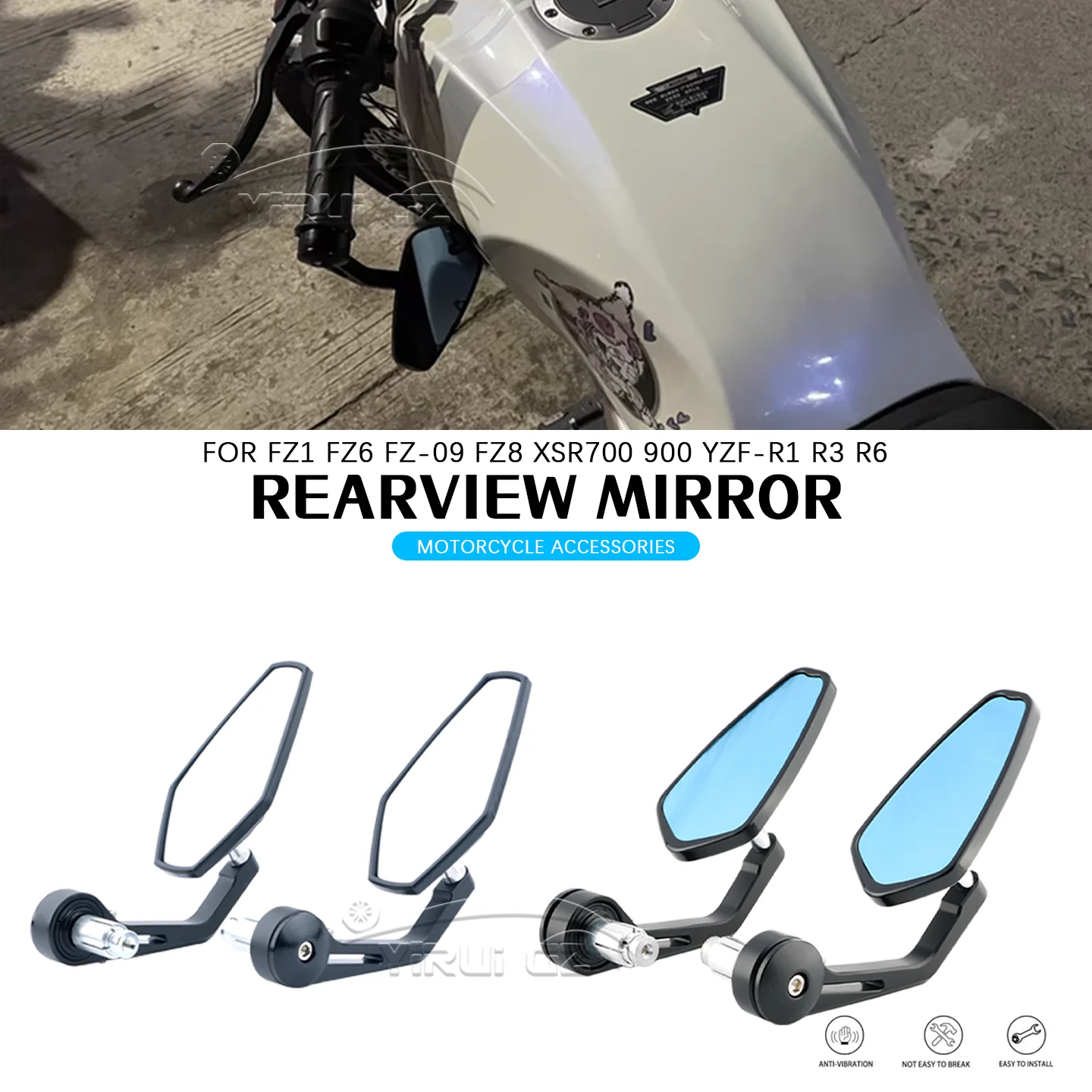 Зеркало заднего вида на руль 7/8 дюйма для мотоциклов Yamaha FZ1, FZ6, 9, 8, XSR700, 900, YZF-R1, YZF-R3, R6
Зеркало заднего вида на руль 7/8 дюйма для мотоциклов Yamaha FZ1, FZ6, 9, 8, XSR700, 900, YZF-R1, YZF-R3, R6