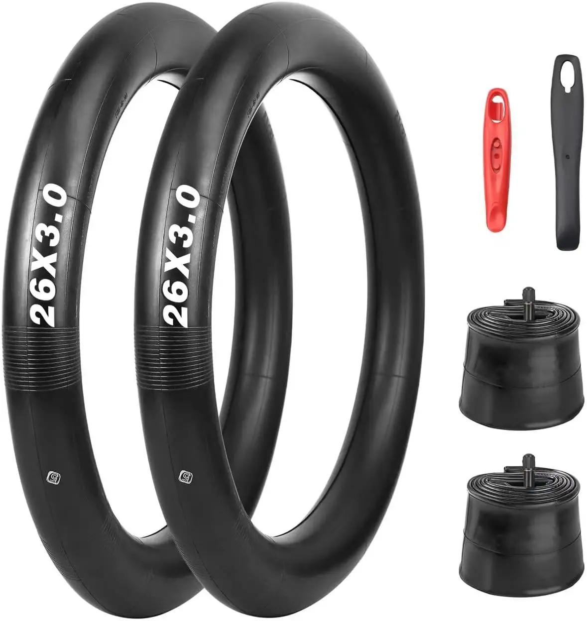 ZUKKA 2 Pack 26x3.0 Bike Inner Tubes (Schrader Valve) - Heavy-Duty Butyl, All-Weather |,with Levers,Caps for Mountain,E-Bike
ZUKKA 2 Pack 26x3.0 Bike Inner Tubes (Schrader Valve) - Heavy-Duty Butyl, All-Weather |,with Levers,Caps for Mountain,E-Bike