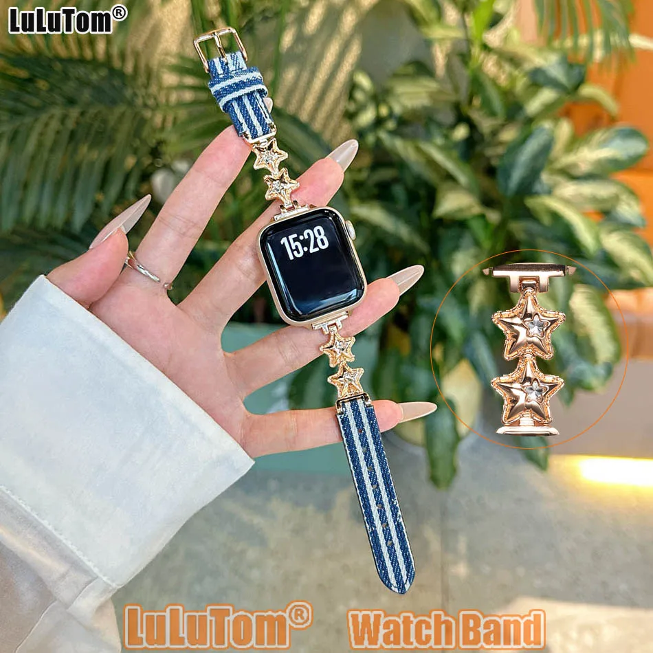 Ремешок Lucky Star для Apple iWatch Series 10, 9, 8, 7, 6, 5, 4, 3 SE Ultra 38 40, 41 42 44 45 46 49 мм, браслет из джинсовой кожи с цирконом
Ремешок Lucky Star для Apple iWatch Series 10, 9, 8, 7, 6, 5, 4, 3 SE Ultra 38 40, 41 42 44 45 46 49 мм, браслет из джинсовой кожи с цирконом