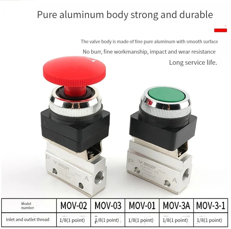 Manual Air Control Switch Valve Push Button Momentary | Pneumatic Mechanical Valve MOV Series (MOV-01/02/03) Factory Automation
Manual Air Control Switch Valve Push Button Momentary | Pneumatic Mechanical Valve MOV Series (MOV-01/02/03) Factory Automation
