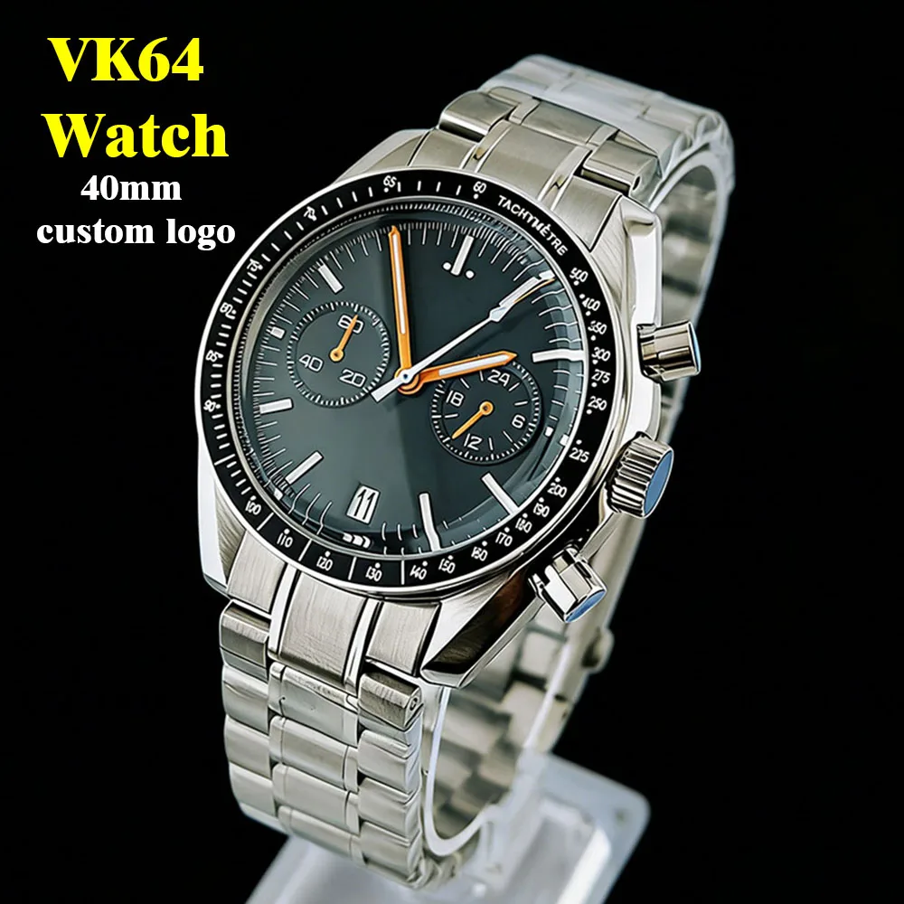 40mm Watch quartz speedometer bezel function men's stainless steel watch custom logo VK64 binocular chronograph
40mm Watch quartz speedometer bezel function men's stainless steel watch custom logo VK64 binocular chronograph