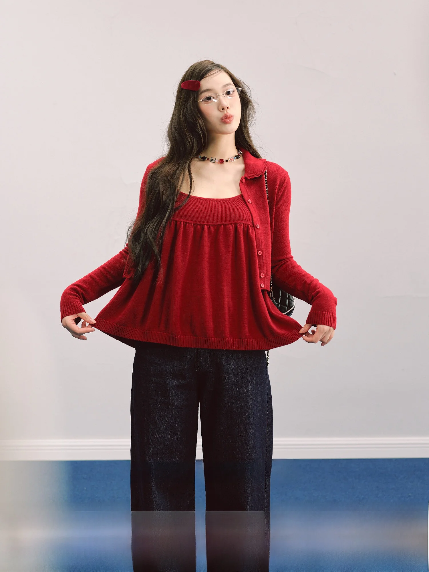 La Lune Du Ciel Korean Style Short Knitted Cardigan Doll Collar New Year Sweet Top for Women Winter Fashion Commute
La Lune Du Ciel Korean Style Short Knitted Cardigan Doll Collar New Year Sweet Top for Women Winter Fashion Commute