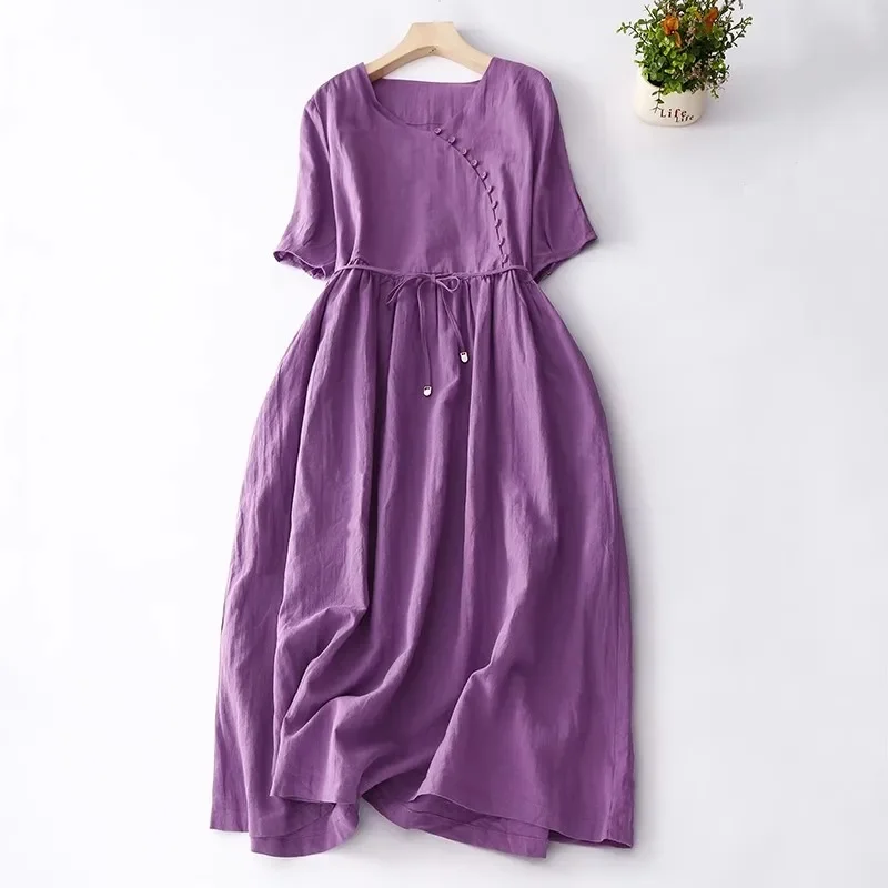 Pop Vintage Chinese Style Slant Opening Women Dresses New V-Neck Short Sleeve Belted Party Dresses Literary Holiday Beach Dress
Pop Vintage Chinese Style Slant Opening Women Dresses New V-Neck Short Sleeve Belted Party Dresses Literary Holiday Beach Dress