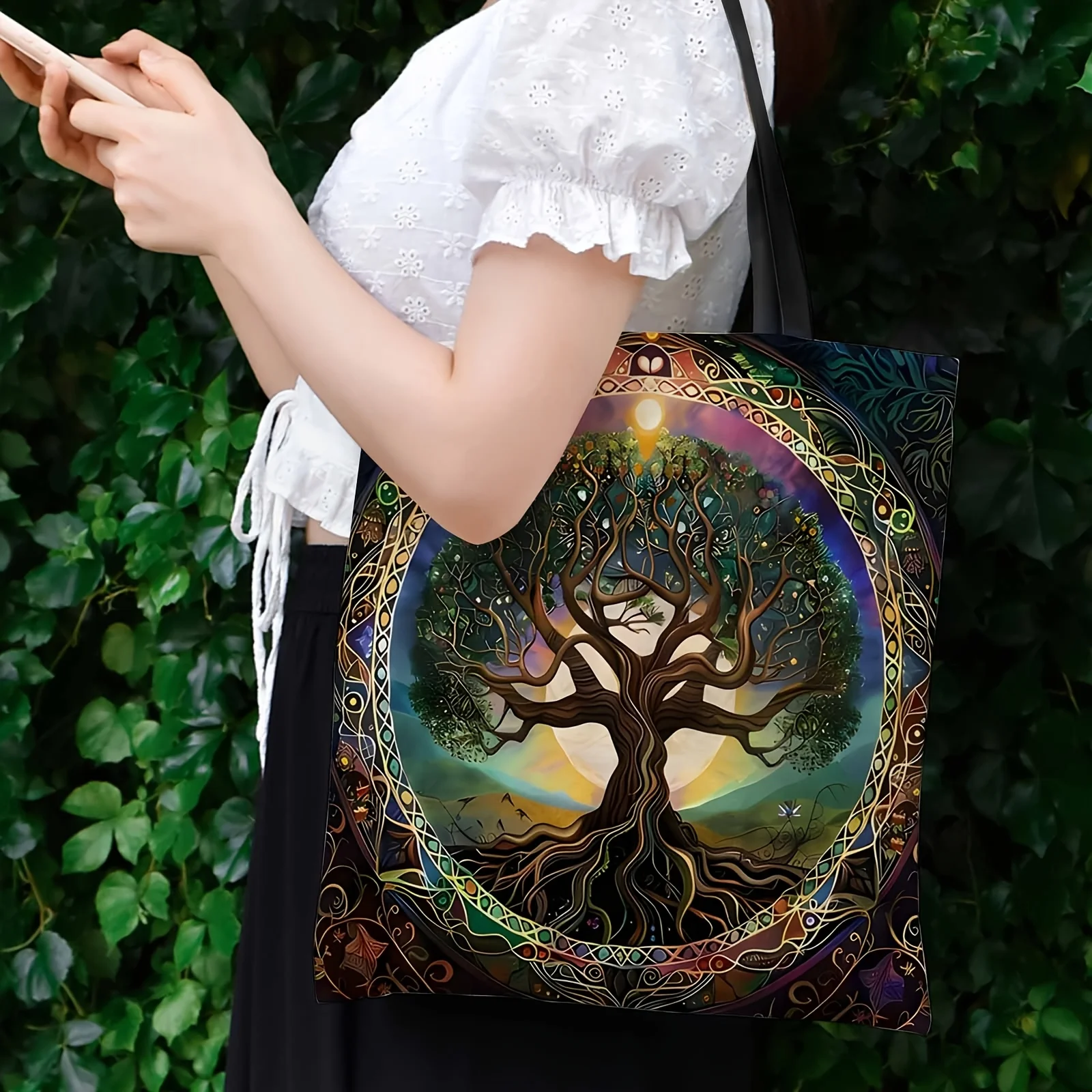 Tree of Life Celtic Pattern Print Shoulder Bag, Suitable for Shopping, Fun Design, Holiday Events, Gifts for Friends and Family
Tree of Life Celtic Pattern Print Shoulder Bag, Suitable for Shopping, Fun Design, Holiday Events, Gifts for Friends and Family