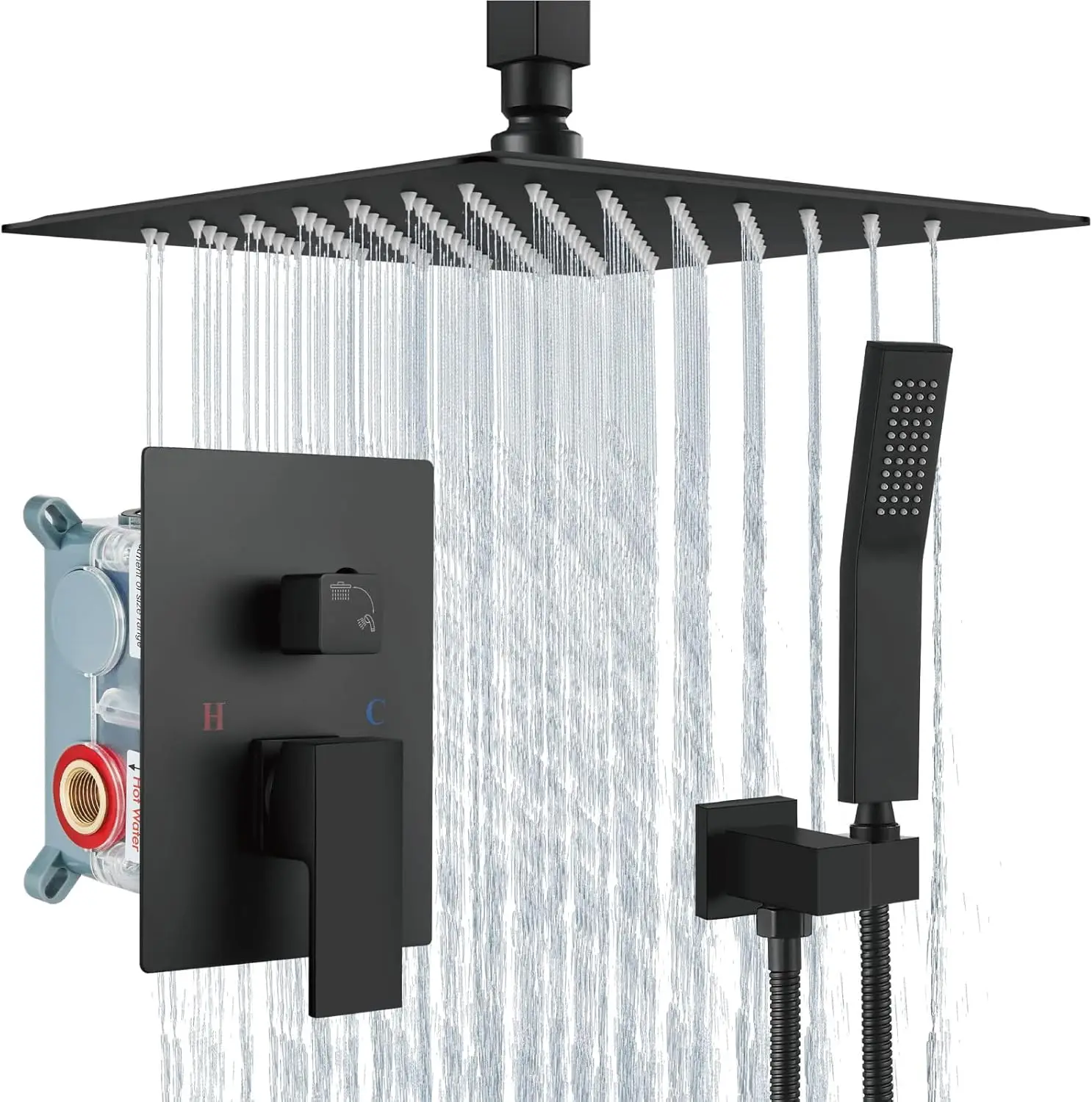 Ceiling Mount Shower System, 10 Inch Rain Shower Head with Handheld Spray High Pressure Faucet Set Rough-in Valve and Trim
Ceiling Mount Shower System, 10 Inch Rain Shower Head with Handheld Spray High Pressure Faucet Set Rough-in Valve and Trim