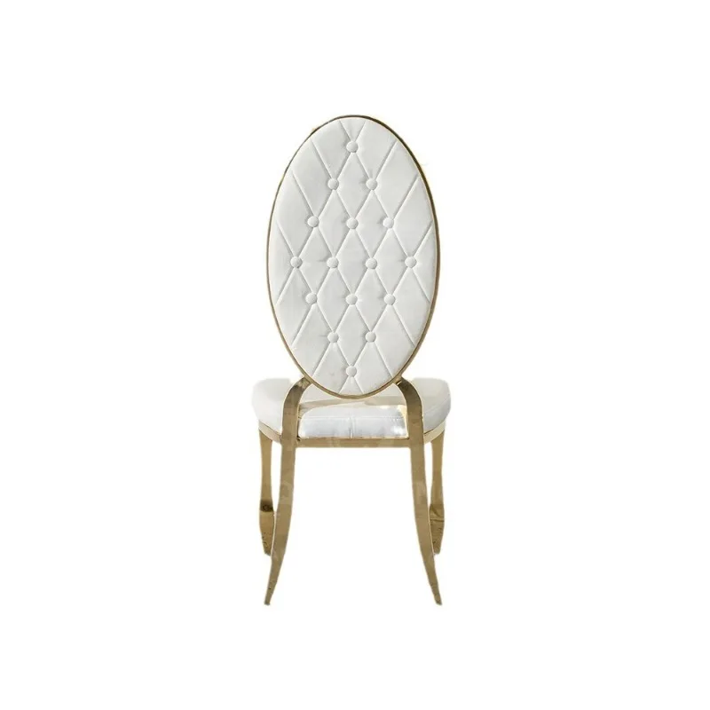 Modern simple stainless steel light luxury hotel dining chair, high-end soft bag white leather back chair
Modern simple stainless steel light luxury hotel dining chair, high-end soft bag white leather back chair