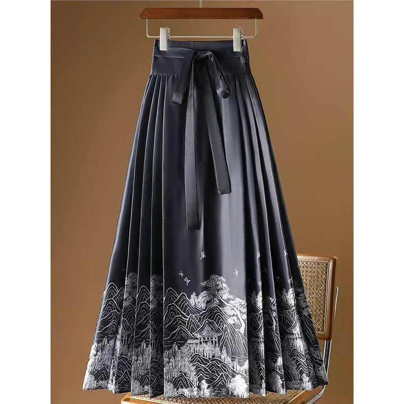 Women's Horse Face Skirt Flower Print Pleated Tie Up A-Line Long Skirt Chinese Style Ming Dynasty Hanfu Midi Skirt
Women's Horse Face Skirt Flower Print Pleated Tie Up A-Line Long Skirt Chinese Style Ming Dynasty Hanfu Midi Skirt