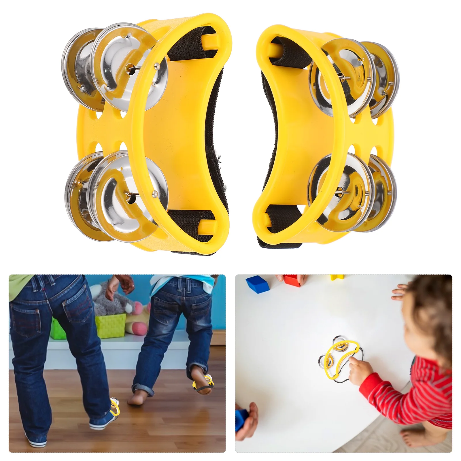 2 Pcs Step on The Bell Foot Jingle Bells Jingles Tambourines Double Row Handheld Yellow Music Education
2 Pcs Step on The Bell Foot Jingle Bells Jingles Tambourines Double Row Handheld Yellow Music Education