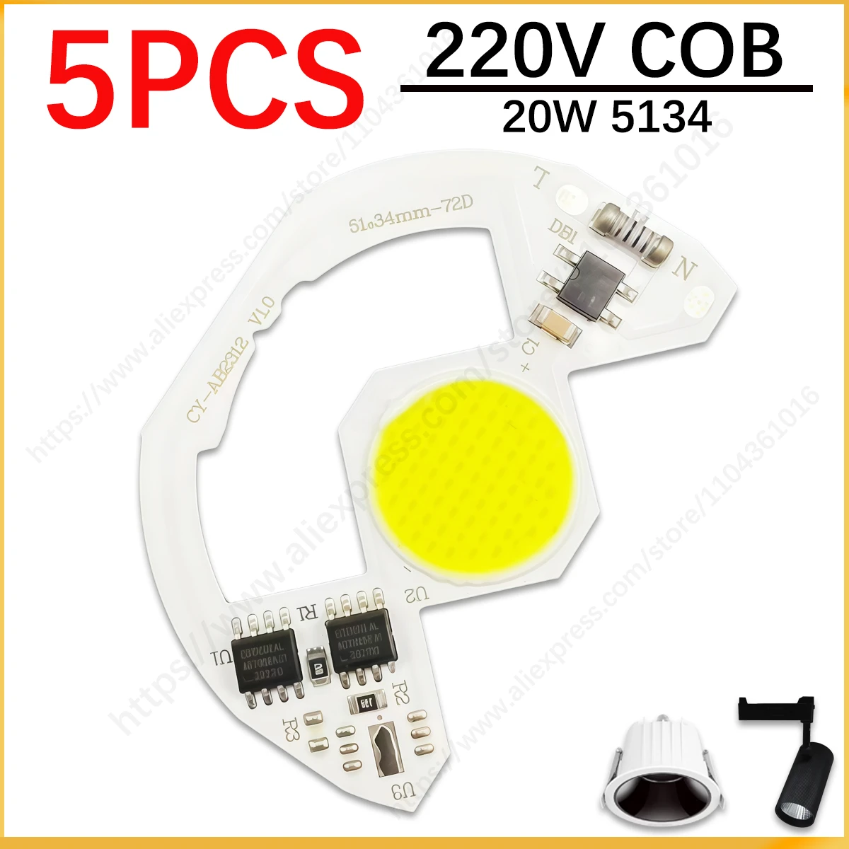 5-50pcs 20W LED COB 5134 Chip 220V LED Matrix Smart IC Driver Lamp LED Beads Light Source for LED Diode Spotlight Bulb Module
5-50pcs 20W LED COB 5134 Chip 220V LED Matrix Smart IC Driver Lamp LED Beads Light Source for LED Diode Spotlight Bulb Module