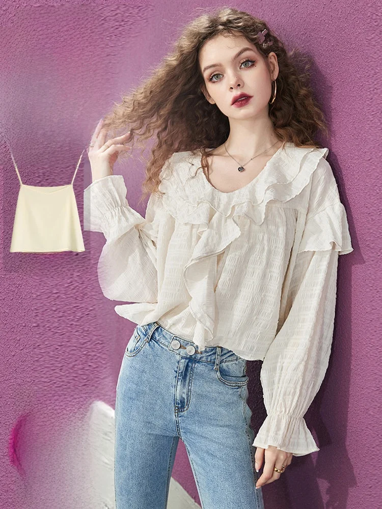 French Holiday Floral Cutout White Chiffon Top Women's Spring Autumn Casual Loose Sve Long round Ne Two-Piece Set Inner ...
French Holiday Floral Cutout White Chiffon Top Women's Spring Autumn Casual Loose Sve Long round Ne Two-Piece Set Inner ...