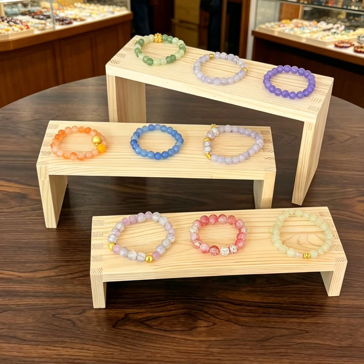 1pc ladder style wooden jewelry display rack long/short bracelet storage display rack countertop style store display rack
1pc ladder style wooden jewelry display rack long/short bracelet storage display rack countertop style store display rack