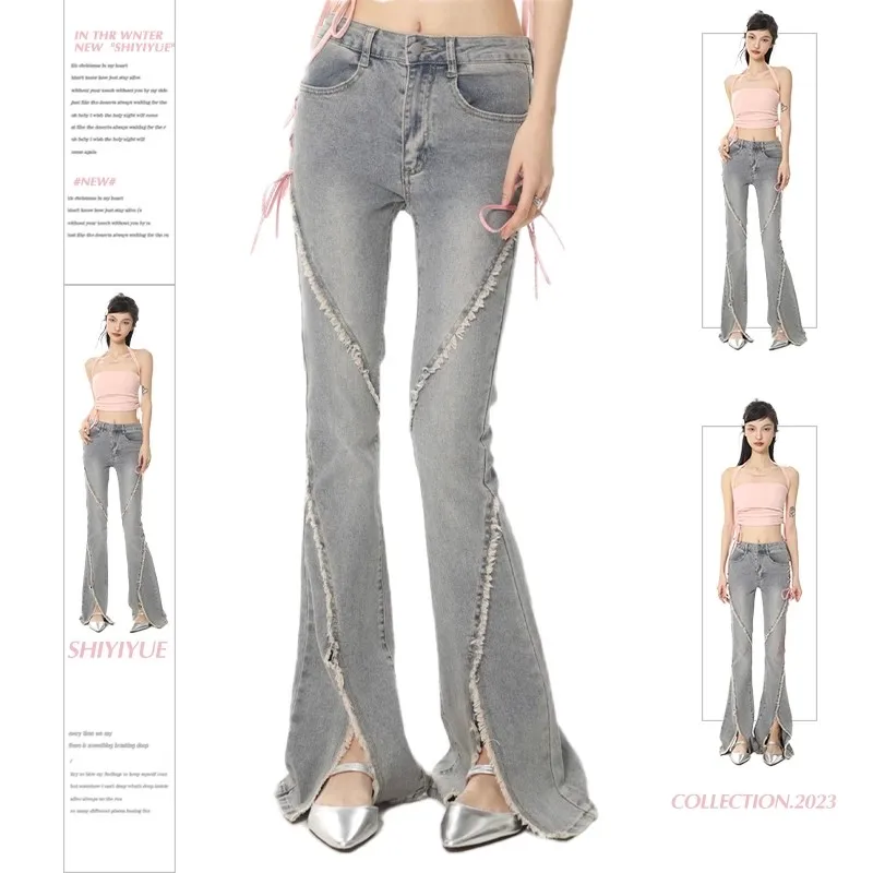 2024 New Streetwear Women Jeans Korean Retro Tassel Split Flared Pants Casual All Match Female High Waist Straight Denim Trouser
2024 New Streetwear Women Jeans Korean Retro Tassel Split Flared Pants Casual All Match Female High Waist Straight Denim Trouser