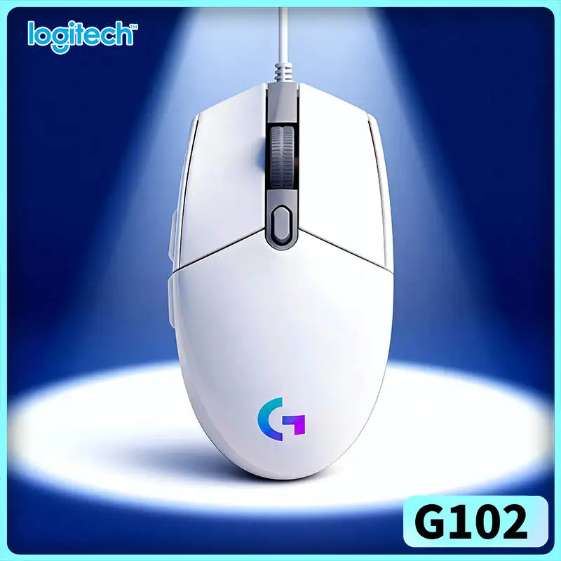 Logitech G102 Wired Mouse Adjustable DPI High Precision HERO Sensor RGB Sync for Gaming Work Tasks