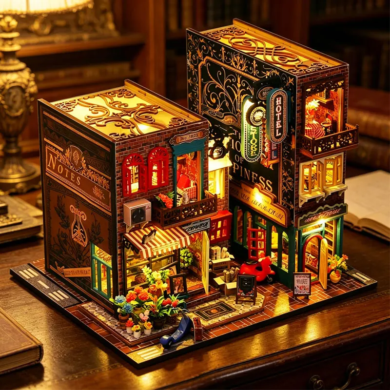 Zuuton 3D European Street View DIY Book Nook Kit Wooden Miniature Bookend with LED Light Easy Assembly Craft Gift Home Decoratio
Zuuton 3D European Street View DIY Book Nook Kit Wooden Miniature Bookend with LED Light Easy Assembly Craft Gift Home Decoratio
