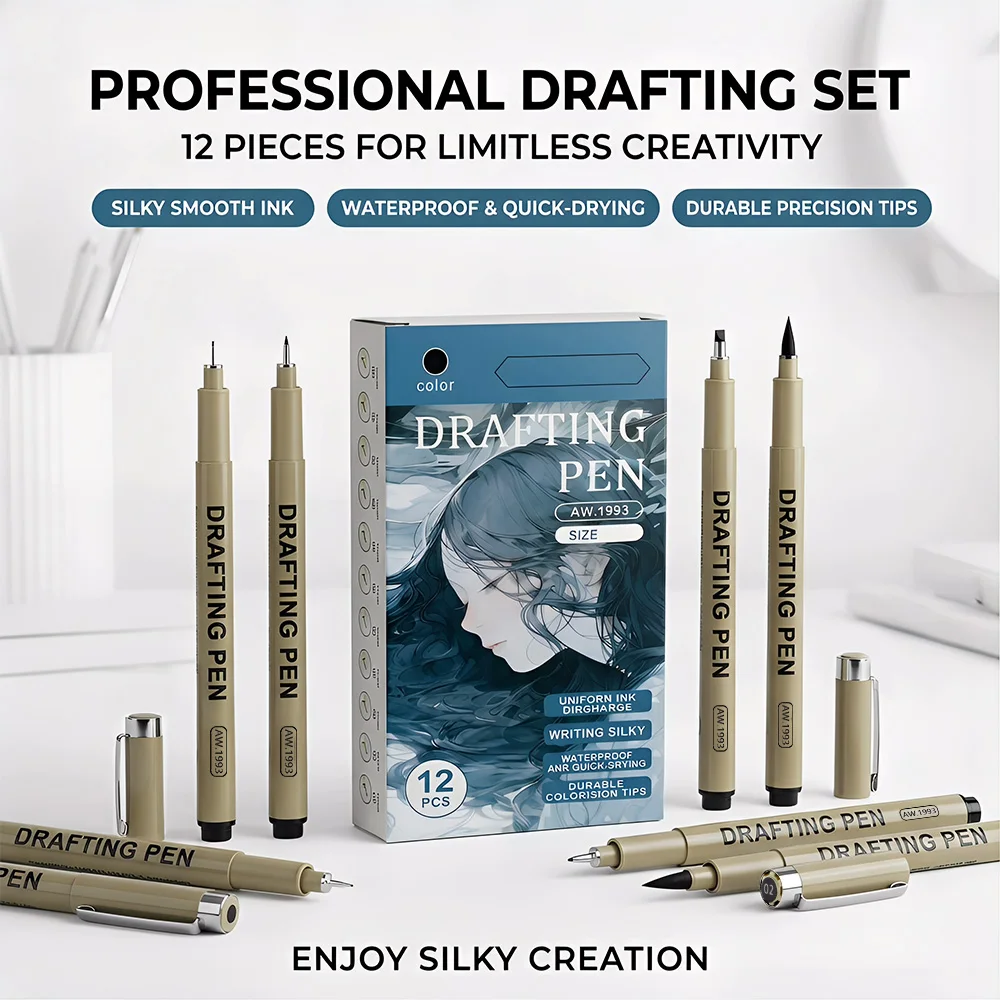 6/9/12 Pcs Manga Black Fineliner Markers Professional Drafting Illustration Sketch Waterproof Fast-Drying Micro Line Drawing Pen School Office Art DIY Supplies
6/9/12 Pcs Manga Black Fineliner Markers Professional Drafting Illustration Sketch Waterproof Fast-Drying Micro Line Drawing Pen School Office Art DIY Supplies