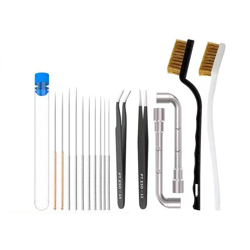 3D Printer Accessories Cleaning Kit 17 Piece Thru-Pin Brush Tweezer 6/7mm Piercing Wrench Kit
3D Printer Accessories Cleaning Kit 17 Piece Thru-Pin Brush Tweezer 6/7mm Piercing Wrench Kit