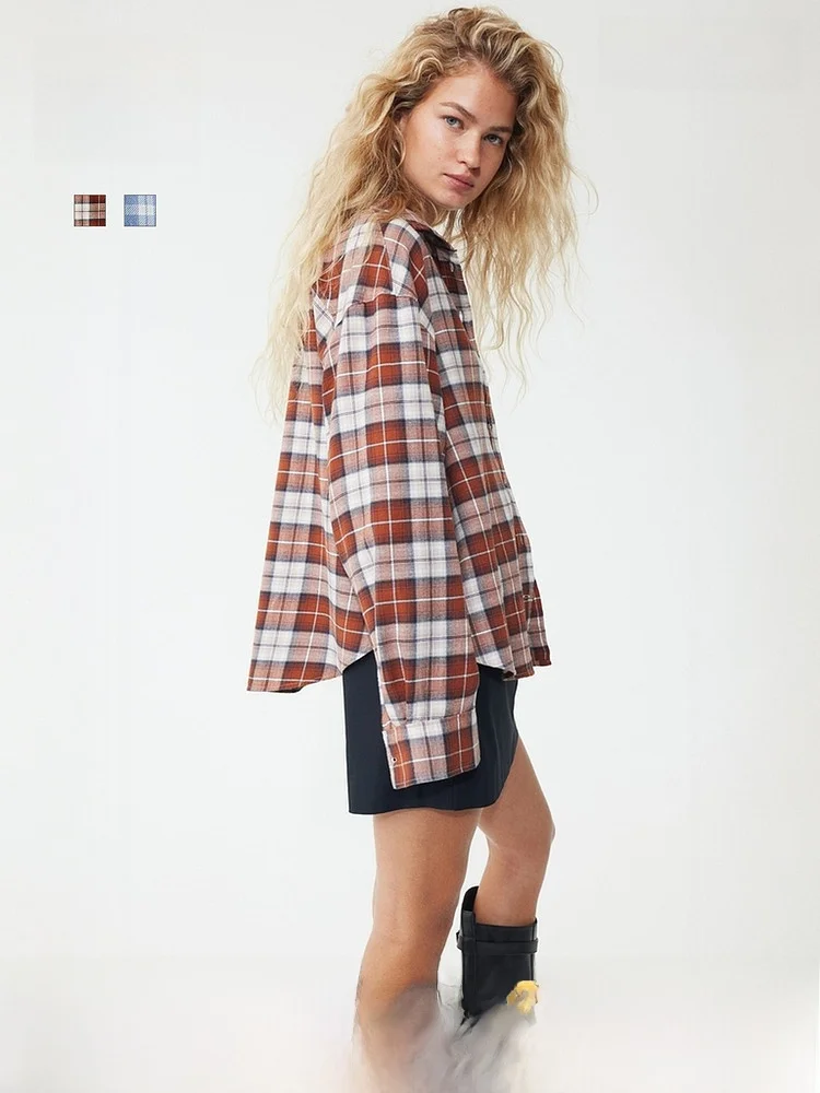 H&M Women's Cotton irt Casual Sle Loose Fit Faionable Plaid Bookworm Commute Spring irt Casual Sle Pure Cotton Long...
H&M Women's Cotton irt Casual Sle Loose Fit Faionable Plaid Bookworm Commute Spring irt Casual Sle Pure Cotton Long...