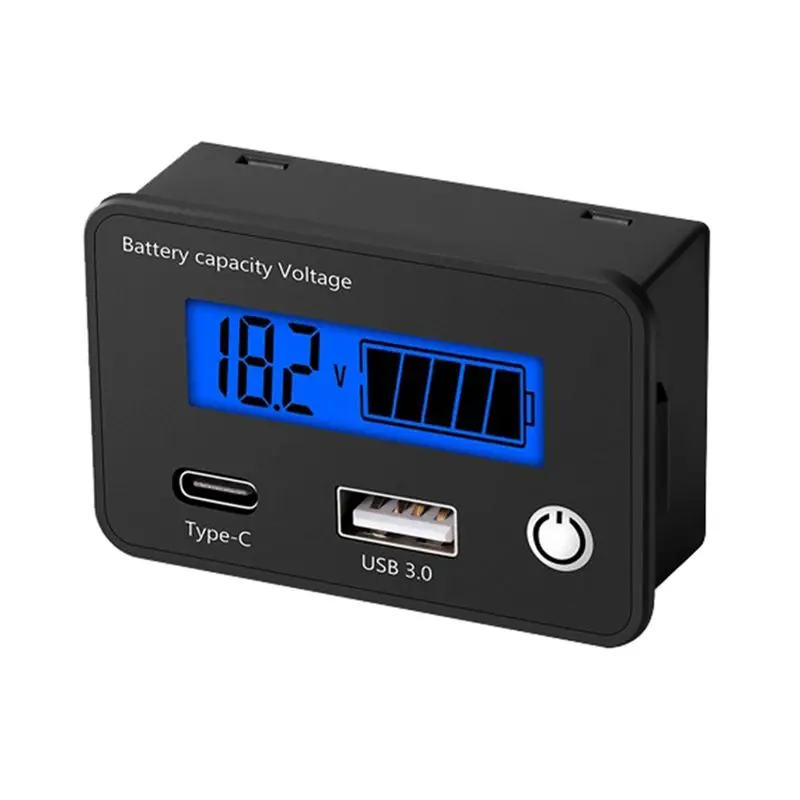 Lead Acid Lithium Battery Capacity Indicator Car Digital Voltmeter USB Type-C Black ,Blue Screen-AS55
Lead Acid Lithium Battery Capacity Indicator Car Digital Voltmeter USB Type-C Black ,Blue Screen-AS55