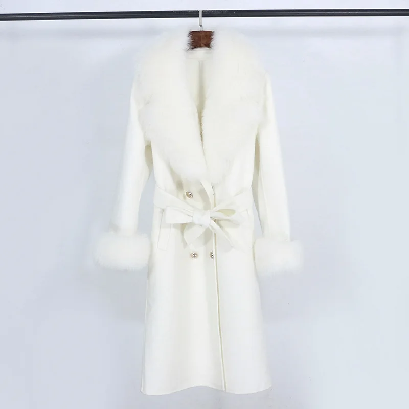 new winter double-sided cashmere coat for women with fox fur and large collar, slim fit and slimming wool coat 2024
new winter double-sided cashmere coat for women with fox fur and large collar, slim fit and slimming wool coat 2024