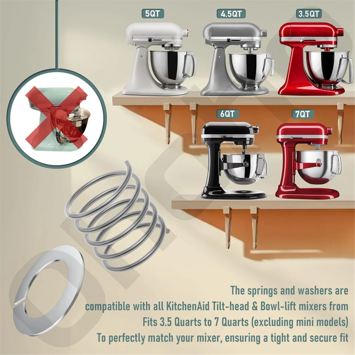HLES 4 шт. Пружина и шайба для миксера KitchenAid от 3,5 литра до 7 литров. Защита и продление жизни. Аксессуары для быстрой установки.
HLES 4 шт. Пружина и шайба для миксера KitchenAid от 3,5 литра до 7 литров. Защита и продление жизни. Аксессуары для быстрой установки.