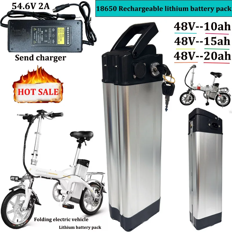 18650 Lithium ion Battery Pack 48V High Quality 10Ah 15Ah 20Ah Silver Fish Electric Bicycle Battery 1000W High Power
18650 Lithium ion Battery Pack 48V High Quality 10Ah 15Ah 20Ah Silver Fish Electric Bicycle Battery 1000W High Power