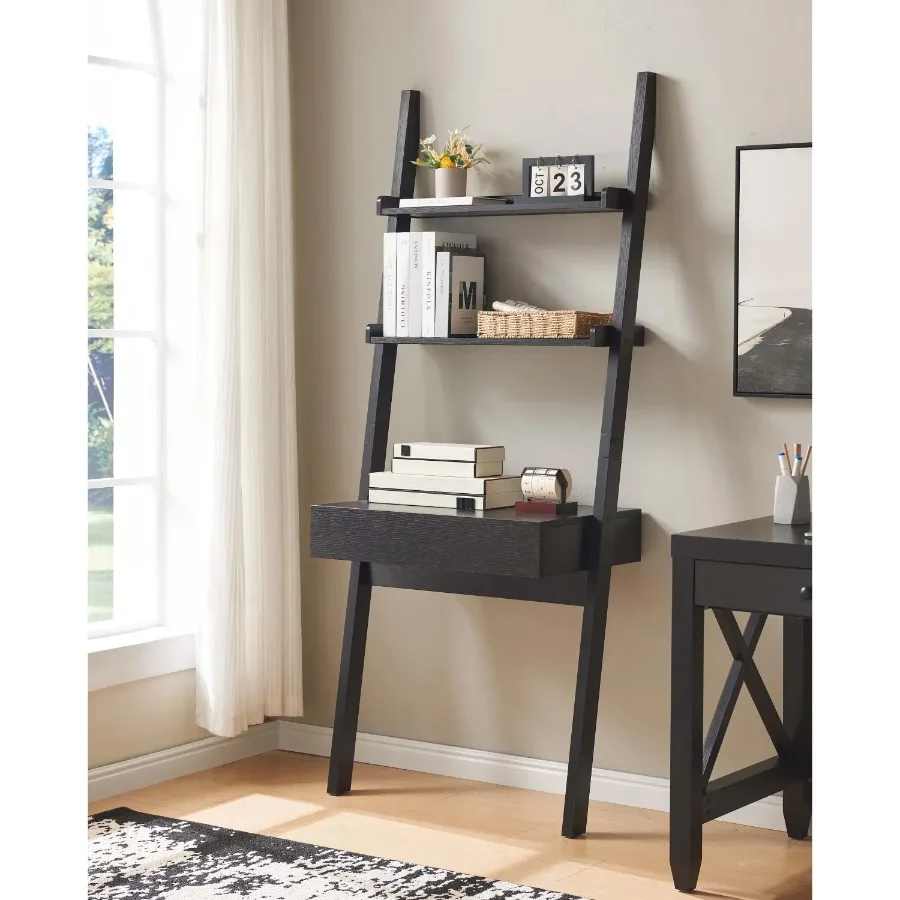 Home office desk workspace writing table bookcase ladder one drawer two shelves handleless design modern
Home office desk workspace writing table bookcase ladder one drawer two shelves handleless design modern