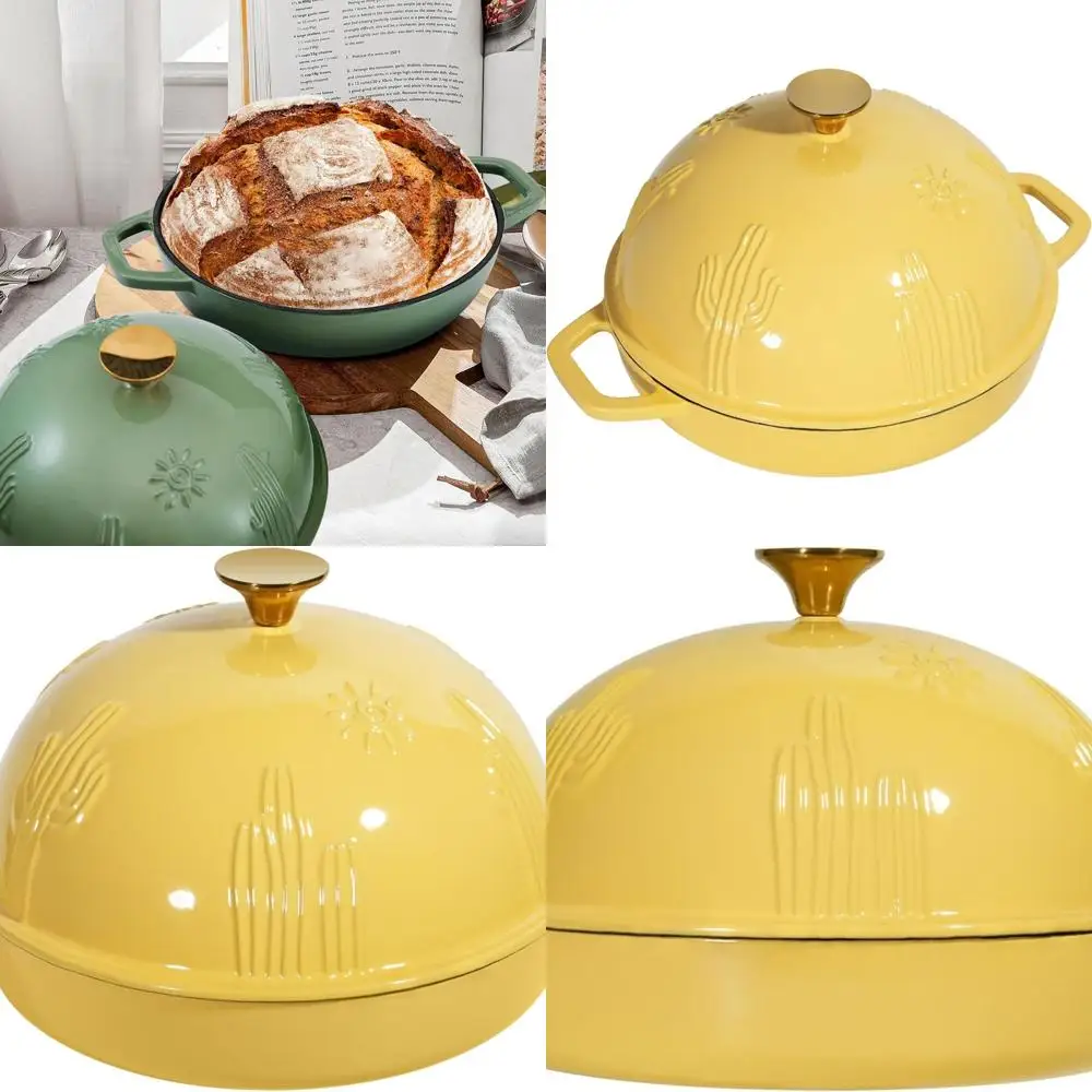 Yellow Enameled Cast Iron Bread Oven with Dome Cloche Lid for Sourdough Baking, 5 Quart Capacity
Yellow Enameled Cast Iron Bread Oven with Dome Cloche Lid for Sourdough Baking, 5 Quart Capacity