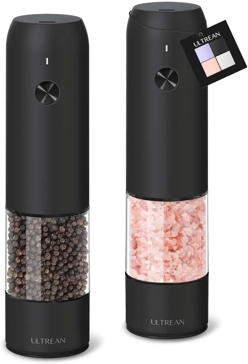 Rechargeable Pepper Grinder with 6 Adjustable Coarseness, LED Light, Automatic Salt & Pepper Mill for Kitchen, Black
Rechargeable Pepper Grinder with 6 Adjustable Coarseness, LED Light, Automatic Salt & Pepper Mill for Kitchen, Black