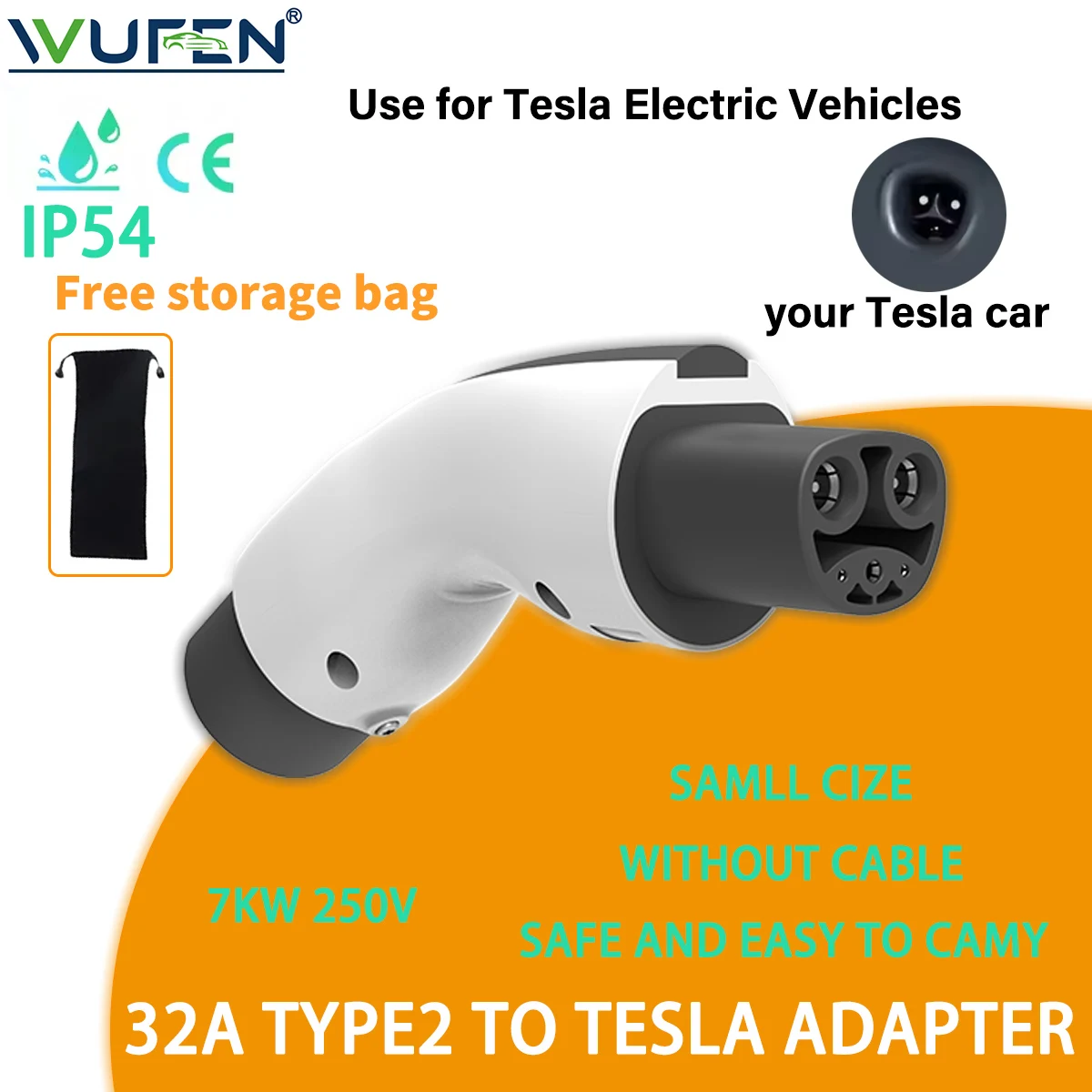 WUFEN 250V Type2 to NACS EV Adapter 32A 7KW from IEC62196-2 Charger to Tesla EV Charging Converter for US Tesla Model 3/Y/S/X
WUFEN 250V Type2 to NACS EV Adapter 32A 7KW from IEC62196-2 Charger to Tesla EV Charging Converter for US Tesla Model 3/Y/S/X