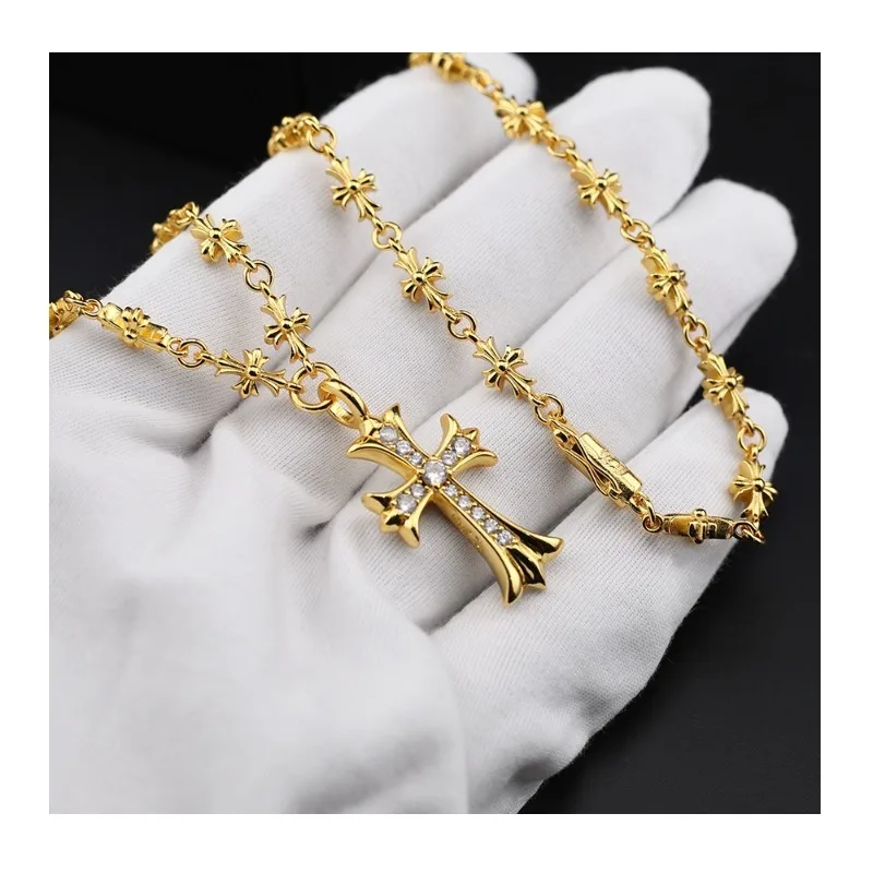 Crowe Gold Plated Diamond Cross Necklace Trendy Men's and Women's Versatile Gold Cross Sweater Necklace
Crowe Gold Plated Diamond Cross Necklace Trendy Men's and Women's Versatile Gold Cross Sweater Necklace