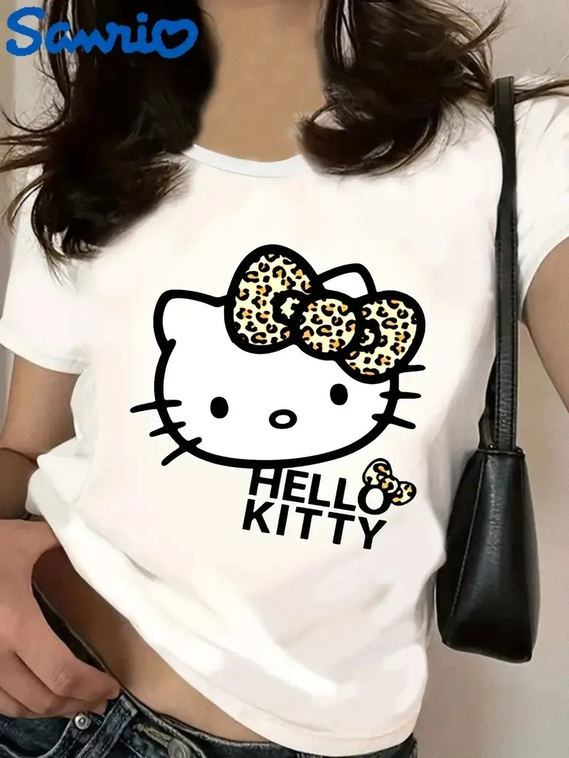 Sanrio Hello Kitty T Shirt with Leopard Print Bow Cute Cartoon Design Pure Cotton Top for Daily Wear New Arrival Tee S-4XL
Sanrio Hello Kitty T Shirt with Leopard Print Bow Cute Cartoon Design Pure Cotton Top for Daily Wear New Arrival Tee S-4XL
