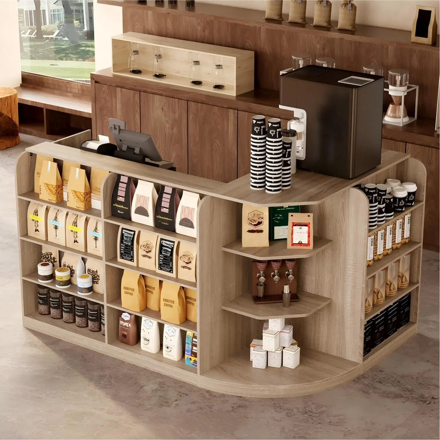 Reception Desk for Retail and Checkout, L-Shape Front Desk with 3 Drawers and Display Shelves, Reception Counter, Customized
Reception Desk for Retail and Checkout, L-Shape Front Desk with 3 Drawers and Display Shelves, Reception Counter, Customized
